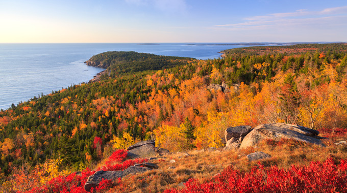 Acadia National Park with fall foliage