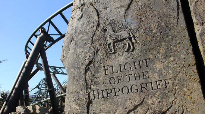 A sign for Flight of the Hippogriff ride